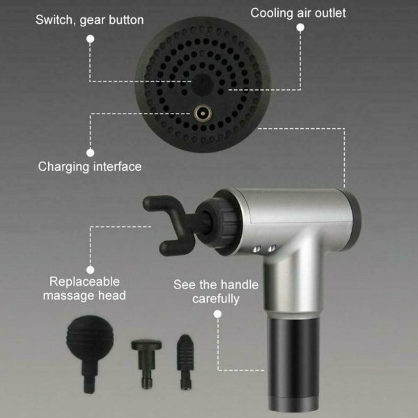 Cordless Rechargeable Percussion Massage Gun with Four Heads - Image 7