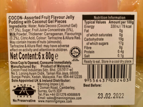 Cocon mix fruit Jelly pudding Sweets 1 X 80G Mango,Melon,lychee,strawberry, - Image 3