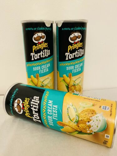 Pringles Tortilla Sour Cream Fiesta Of Corn 🌽 Crunch 🌽 3 X 160g Vegetarian😋