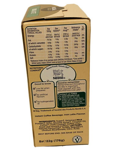 Nescafe Gold IRISH LATTE - 8x22g (176g) V. Low Fat When Prepared ☕️☕️☕️🔥🌟🌟🔥 - Image 3