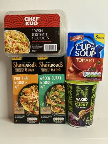 Sharwoods Green Curry Noodle And Pad Thai Noodle Kit , Chef Kuo , Cups Soup,