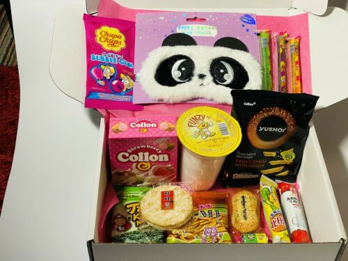 Asian Snack Box Mix With poppy panda Eye Mask Kawaii snacks 🤩