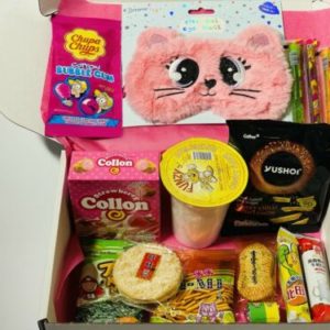 Asian Snack Box Mix With Cloe Cat Eye Mask Kawaii snacks challenge fun TikTok