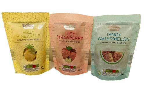 VEGAN Fruit Gums Sweets 120 , Tangy Watermelon, Juicy Strawberry, Pineapple