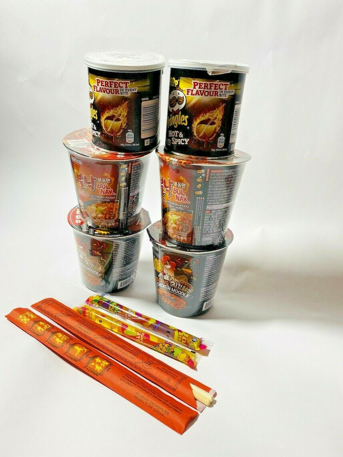 Spicy Noodle 10pc HOT CHALLENGE! Hot Pringles! Cool Jelly Straws & Chopsticks 🔥 - Image 7